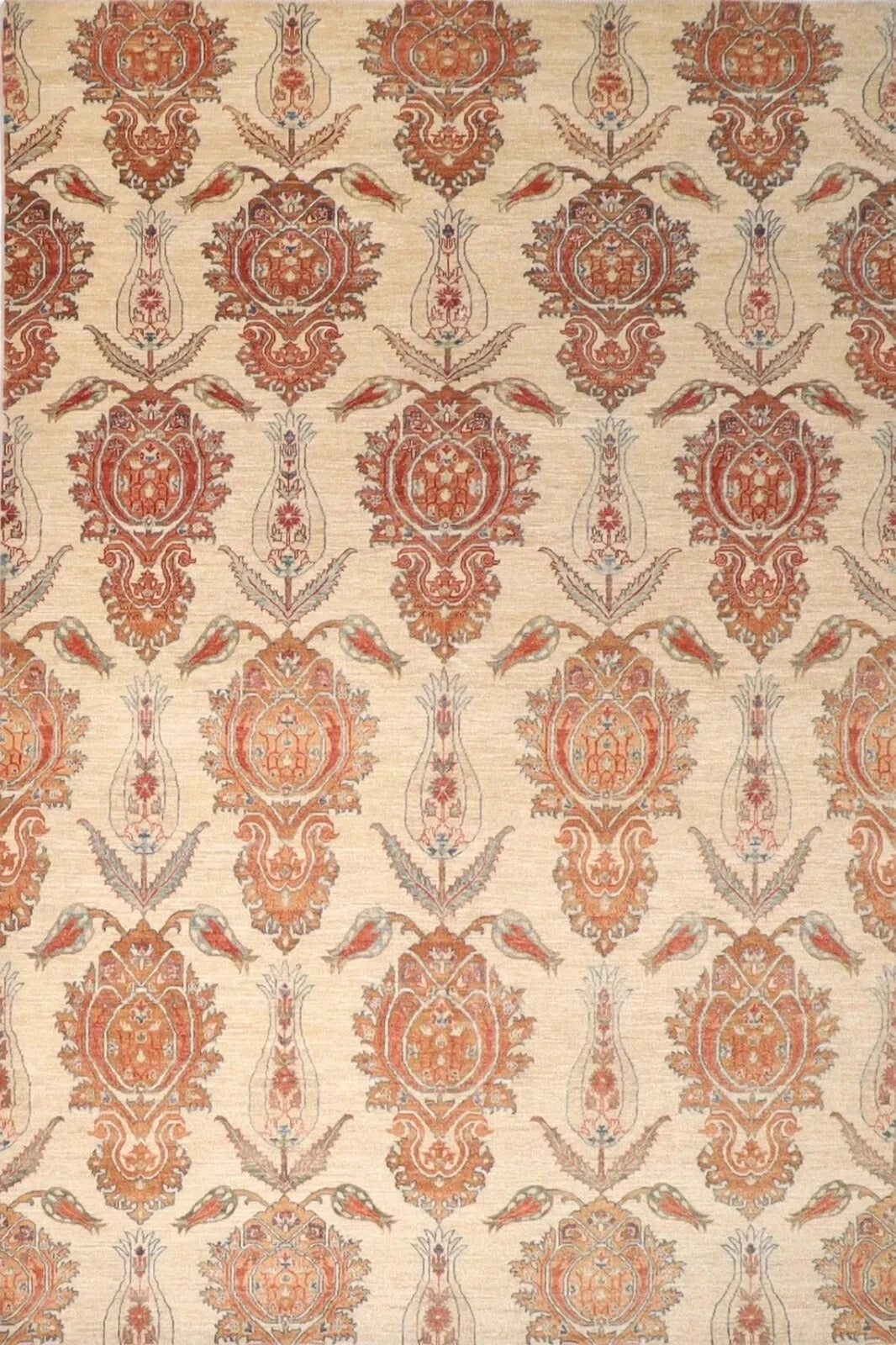 193 x 280 cm | Suzani Beige Afghan Tribal Hand Knotted Veg Dye Wool Carpet