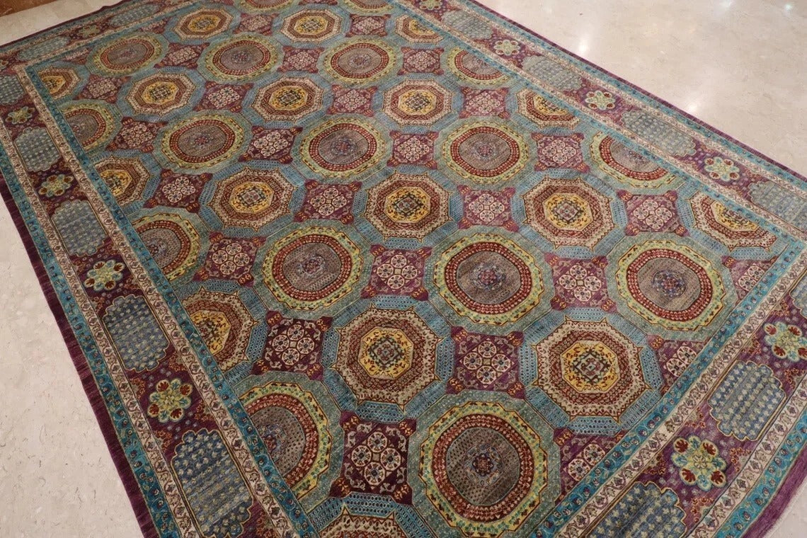 408 x 610 cm | beautiful purple Large Size Area Rug Afghan Hand Knotted carpet