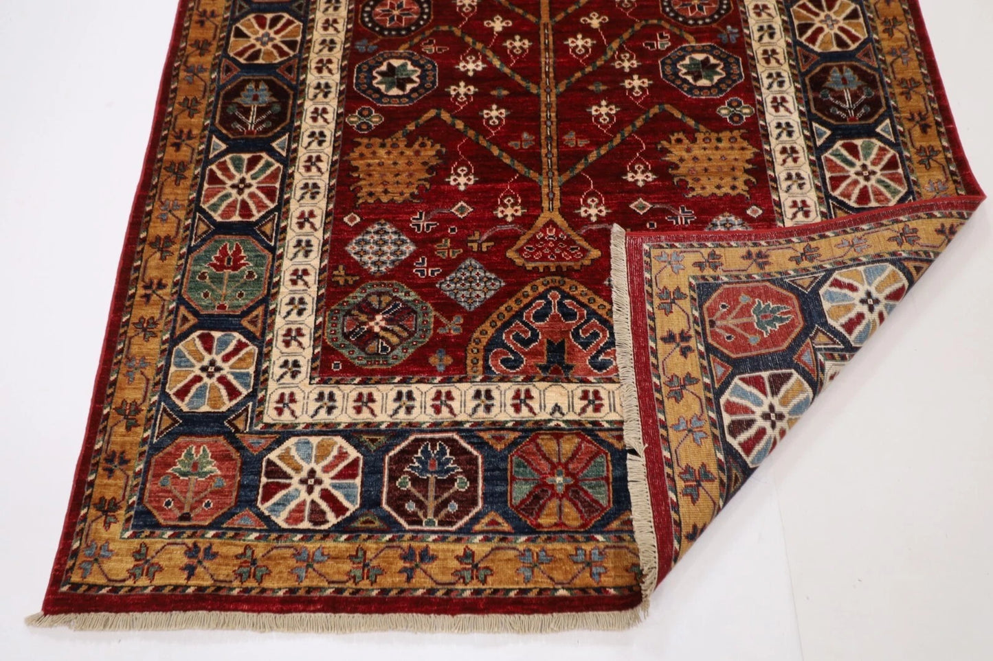 152 x 203 cm | Afghan Tribal Hand Knotted Veg Dye Wool Carpet