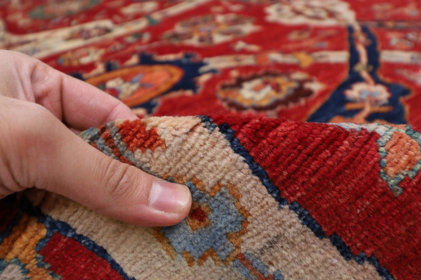 184 x 273 cm | Red Afghan Tribal Hand Knotted Veg Dye Wool carpet