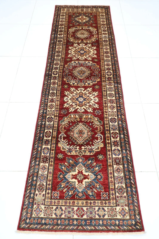 77 x 263 cm | Kazak Afghan Tribal Hand Knotted Wool Runner