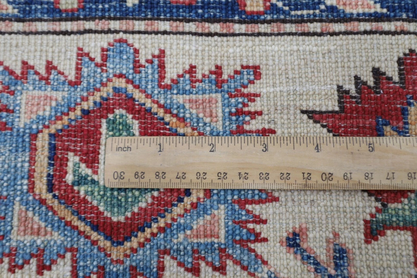 183 x 248 cm | Kazak Afghan Tribal Hand Knotted Veg Dye Wool Carpet