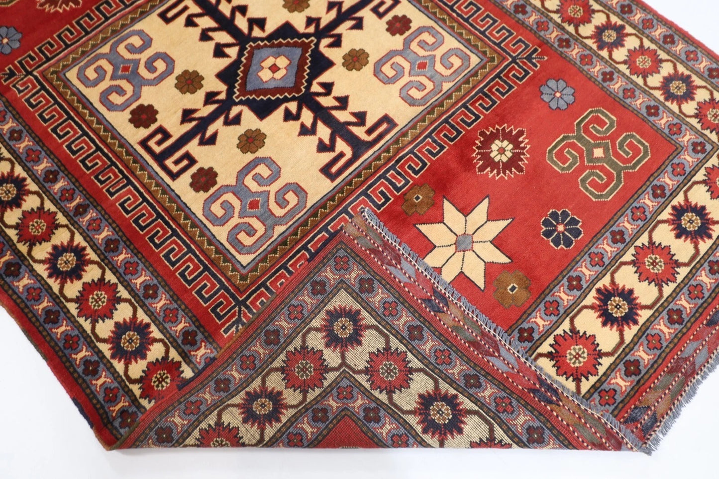 153 x 214 cm | Tribal Hand Knotted Veg Dye Wool Carpet