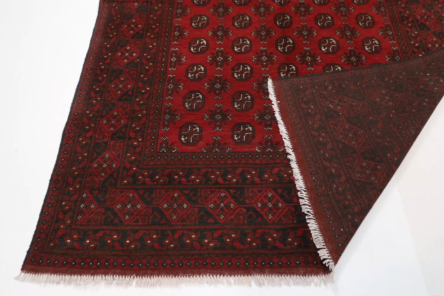196 x 288 cm | Akja Bokhara Afghan Tribal Hand Knotted Carpet