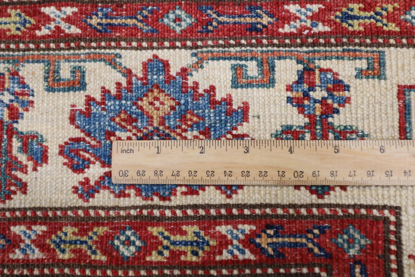 149 x 208 cm | Kazak Afghan Tribal Hand Knotted Veg Dye Wool Carpet