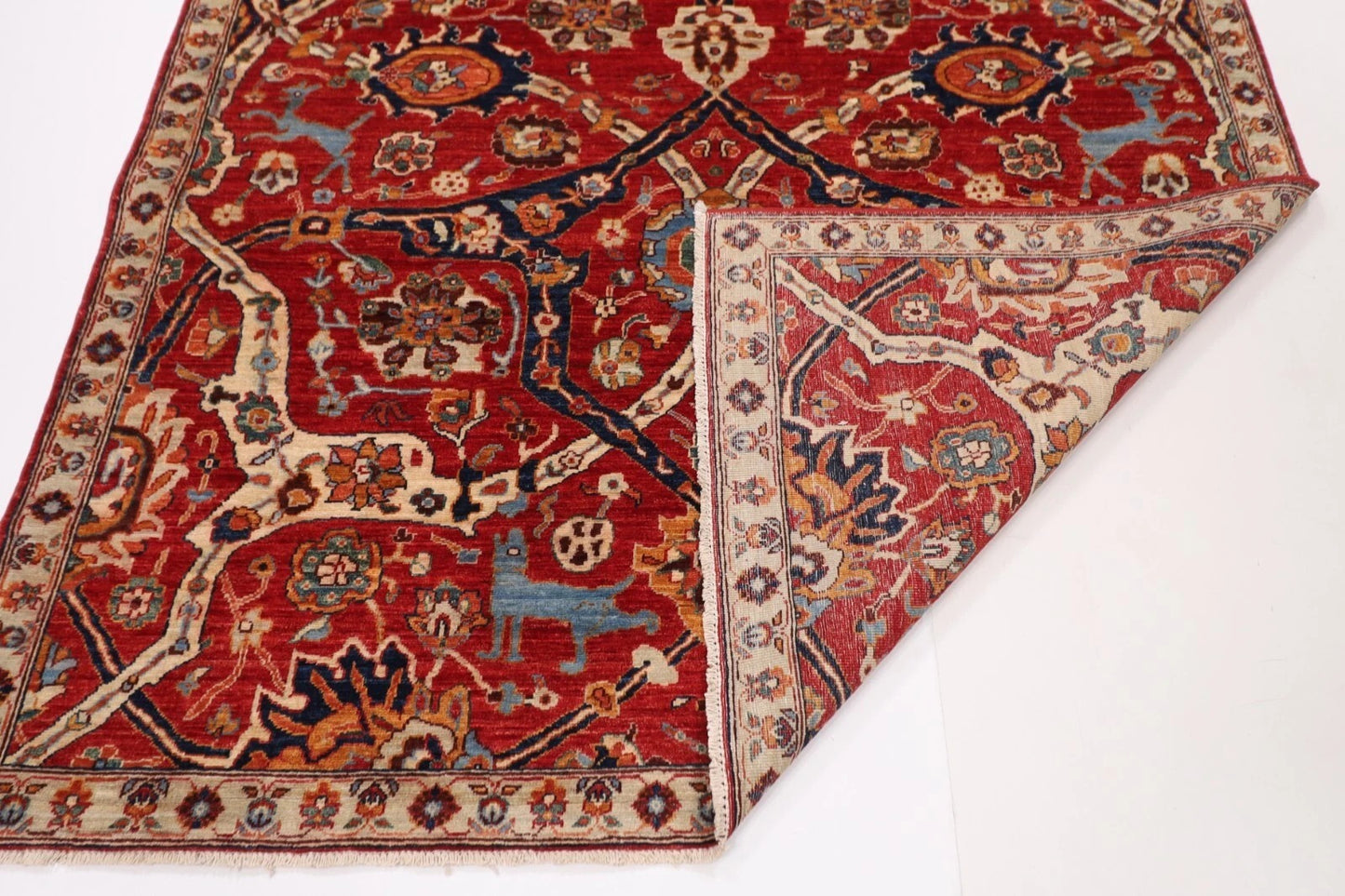 184 x 273 cm | Red Afghan Tribal Hand Knotted Veg Dye Wool carpet