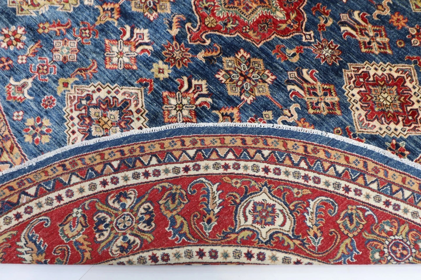 276 x 288 cm | Kazak Afghan Tribal Hand Knotted Wool Round Carpet