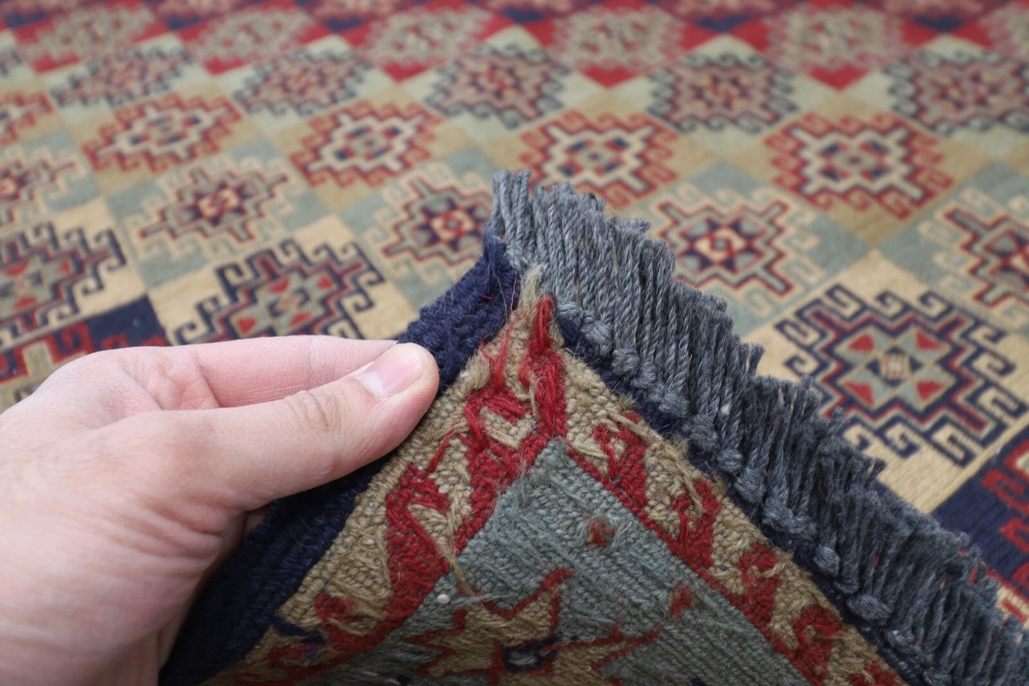 229 x 301 cm | Sumak Afghan Tribal Hand Knotted Kilim