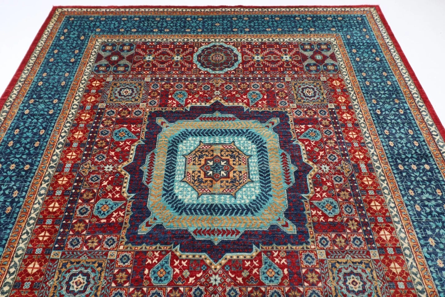 249 x 294 cm | Mamluk Afghan Tribal Hand Knotted Carpet