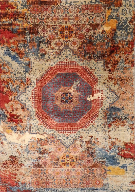 271 x 362 cm | Abstract Mamluk Afghan Hand Knotted Carpet