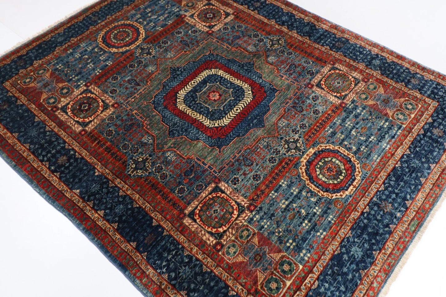 160 x 200 cm | Mamluk Afghan Tribal Hand Knotted Veg Dye Wool Carpet