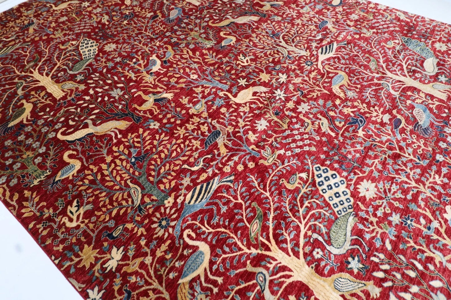 303 x 419 cm | Birds Red Afghan Tribal Hand Knotted Carpet