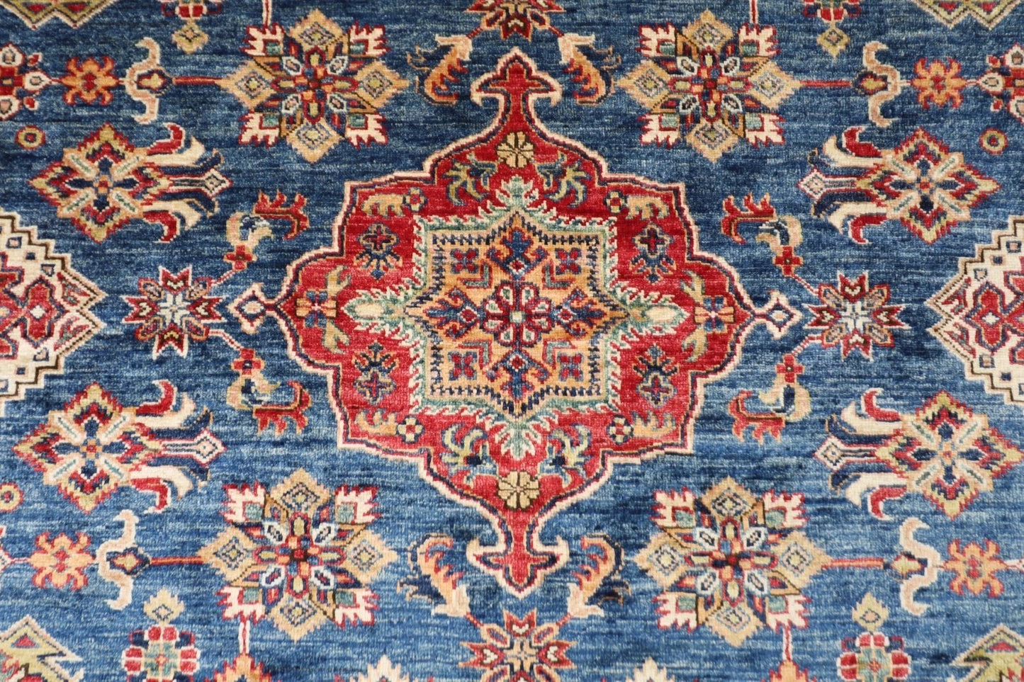 276 x 288 cm | Kazak Afghan Tribal Hand Knotted Wool Round Carpet