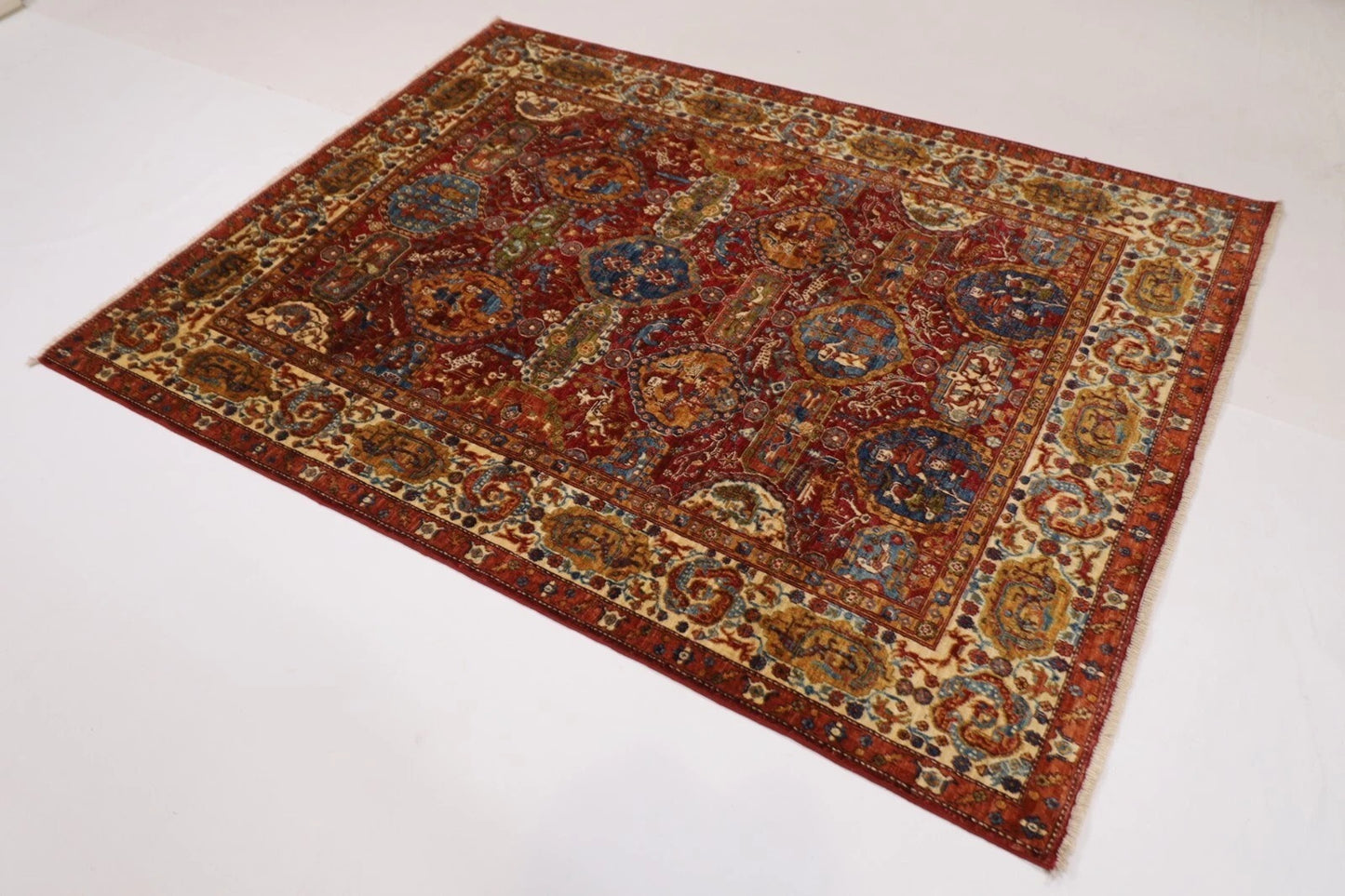 154 x 203 cm | Kerman Afghan Tribal Hand Knotted Veg Dye Wool Carpet