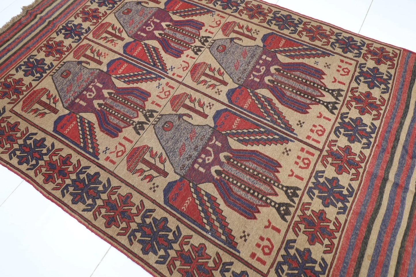 187 x 284 cm | Barjesta Flat Weaved Afghan Tribal Hand Knotted Wool Carpet kilim