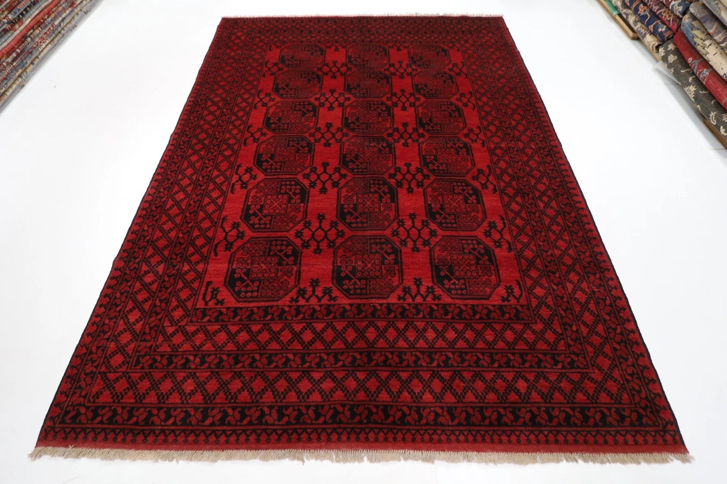213 x 291 cm | Akja Bokhara Afghan Tribal Hand Knotted Carpet
