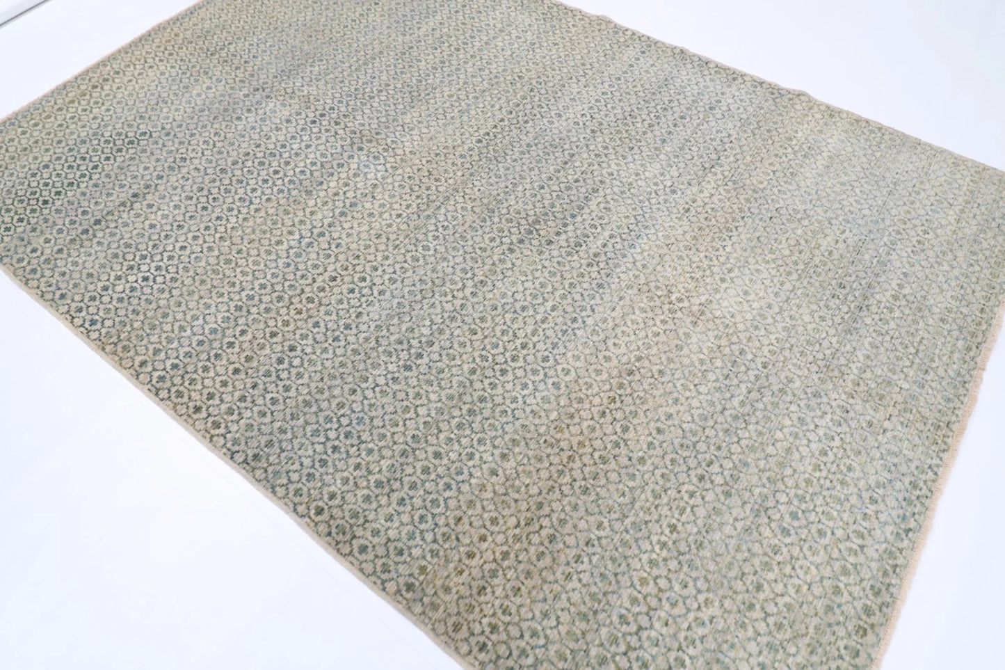 185 x 271 cm | Mamluk Blue Afghan Tribal Hand Knotted Veg Dye Wool Carpet