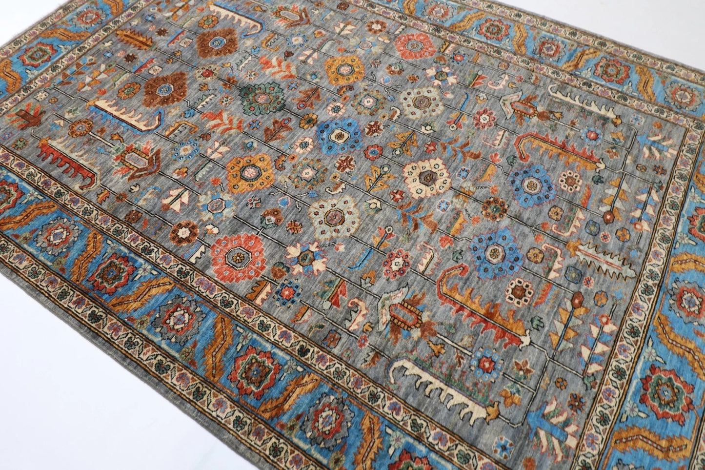 190 x 270 cm | Bidjar Gray Afghan Tribal Hand Knotted Veg Dye Wool carpet