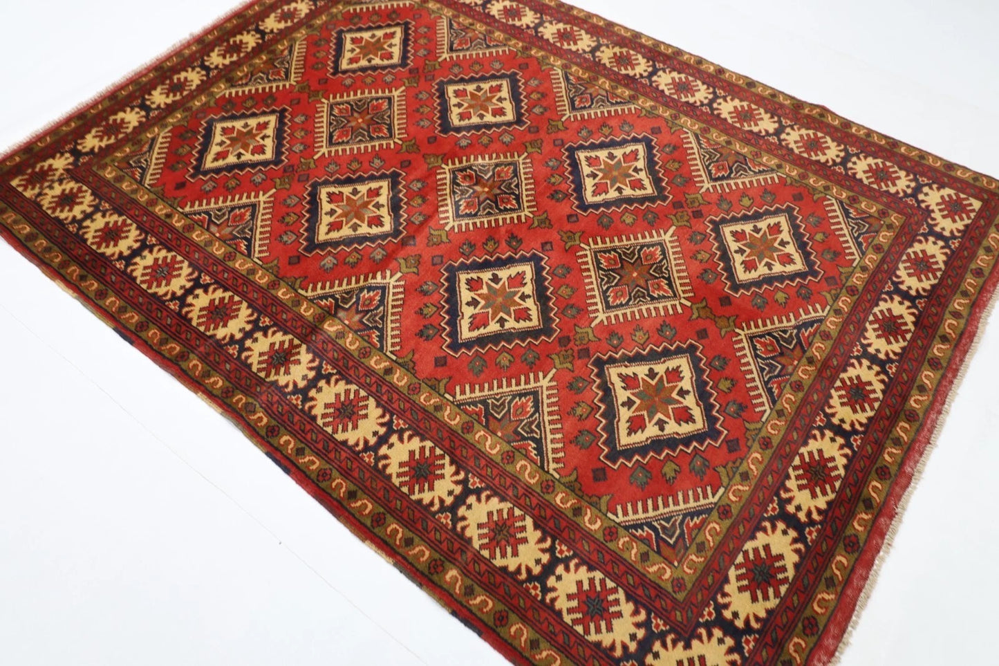 155 x 212 cm | Tribal Hand Knotted Veg Dye Wool Carpet