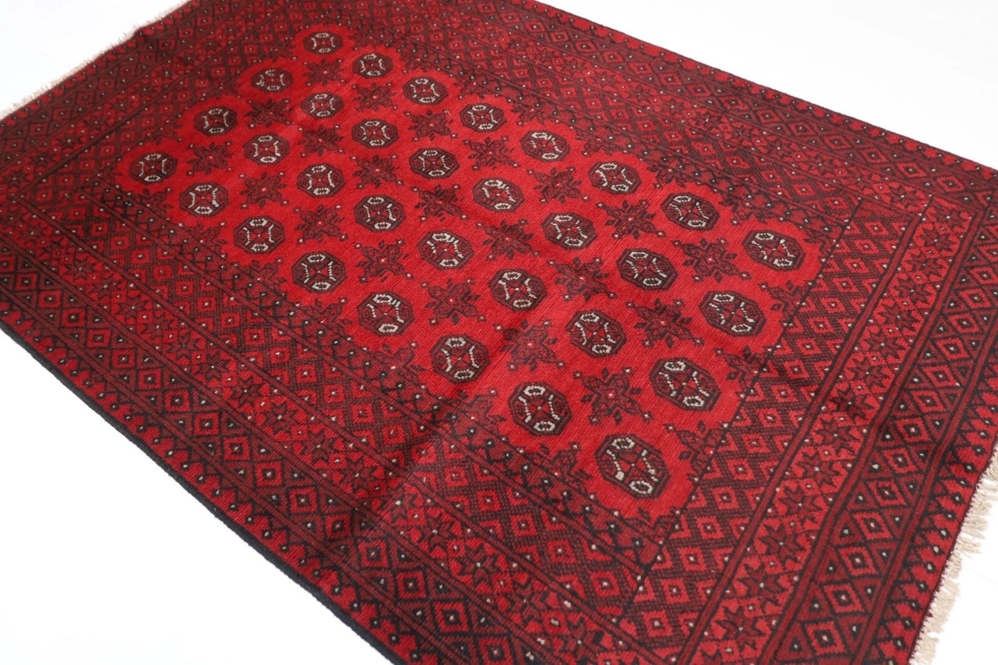 160 x 235 cm | Akja Bokhara Afghan Tribal Hand Knotted Veg Dye Wool Carpet