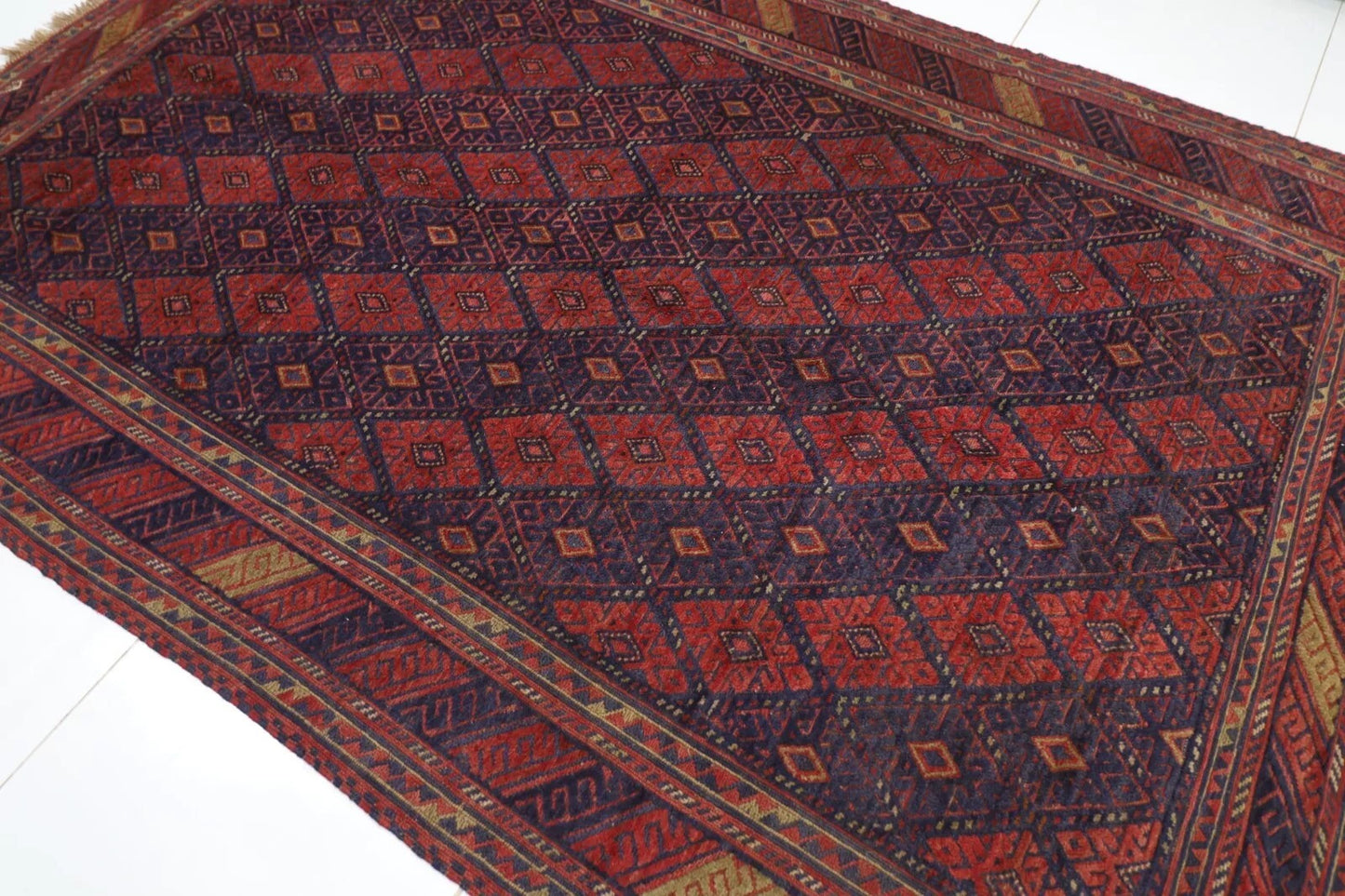 195 x 282 cm | Barjesta Red Flat Weaved Afghan Tribal Hand Knotted Carpet Kilim