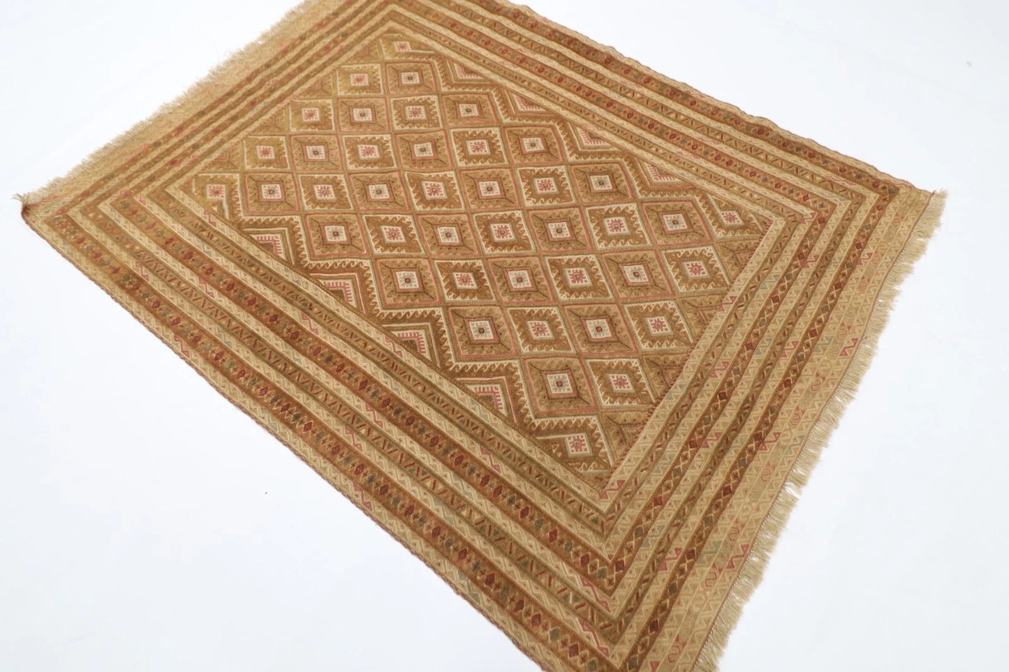 140 x 176 cm | Accent Afghan Tribal Hand Knotted Veg Dye Wool Carpet