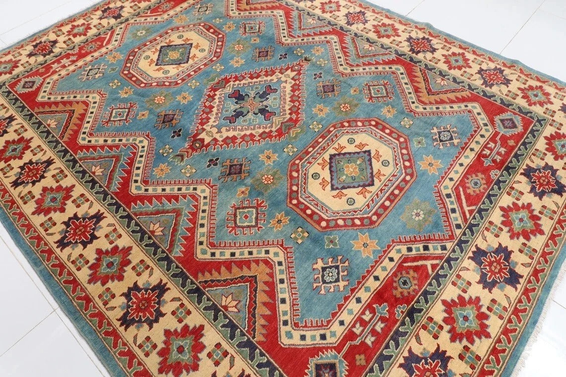 240 x 295 cm | Kazak Yakkish Afghan Tribal Hand Knotted Carpet
