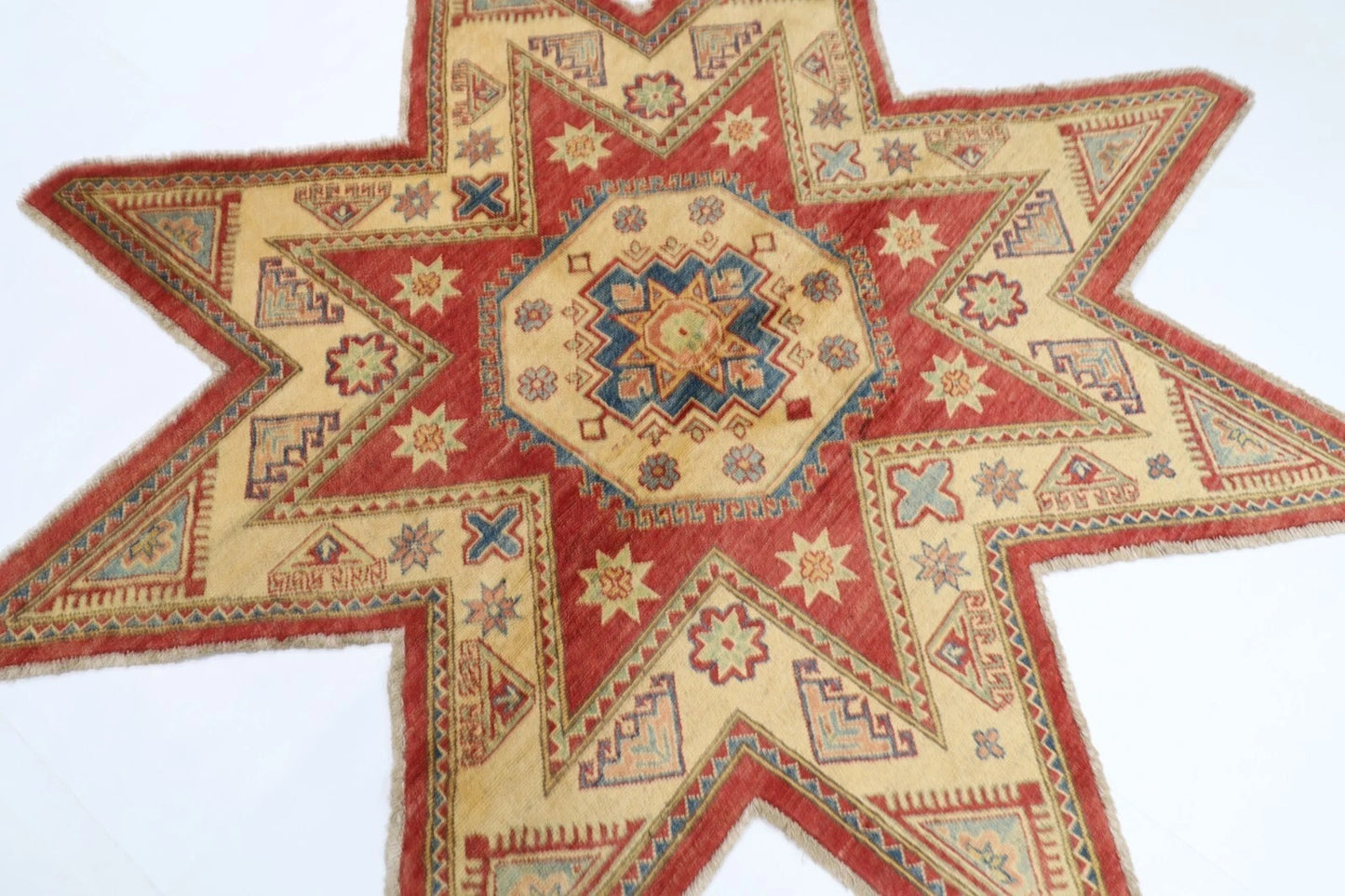 200 x 200 cm | Kazak Afghan Tribal Hand Knotted Wool Carpet