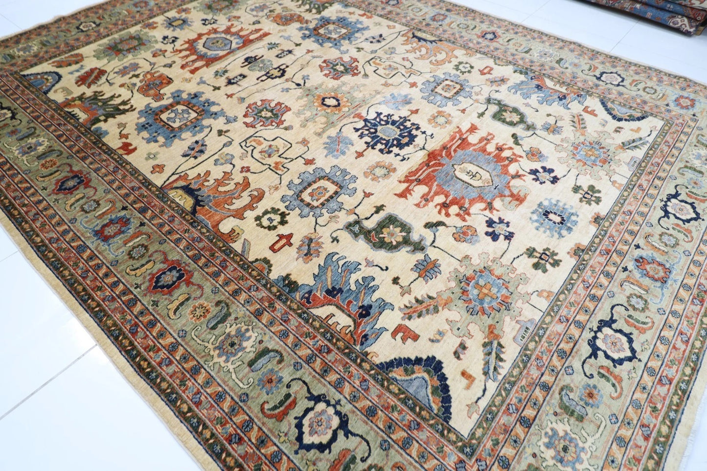 305 x 408 cm | Aryana Beige Afghan Hand Knotted Carpet