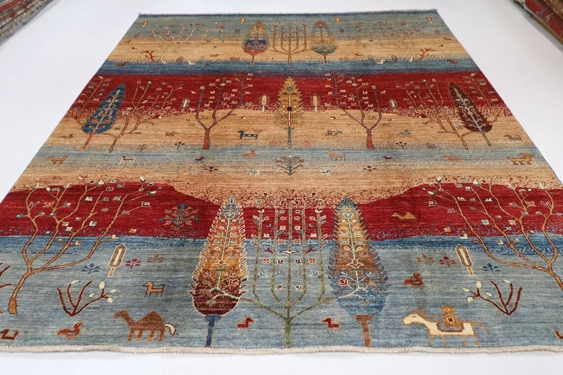 253 x 301 cm | Landscape Afghan Tribal Hand Knotted Carpet