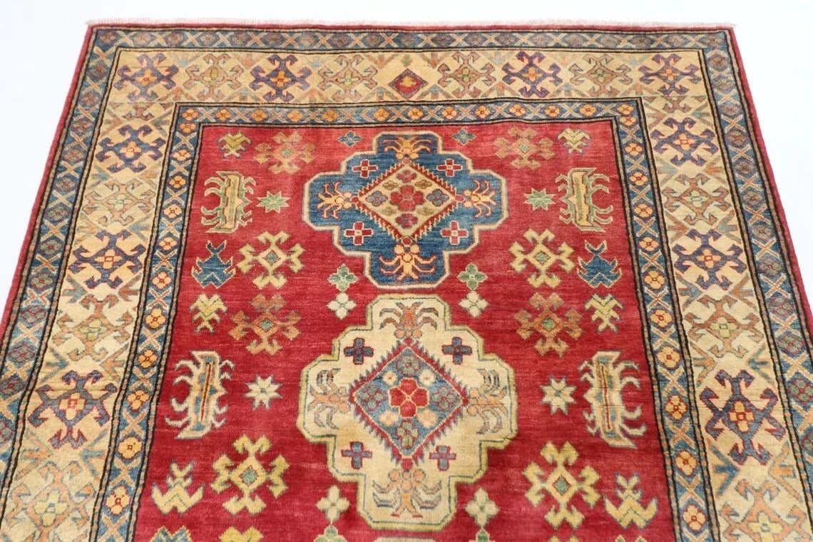 153 x 183 cm | Kazak Tribal Hand Knotted Veg Dye Wool Carpet