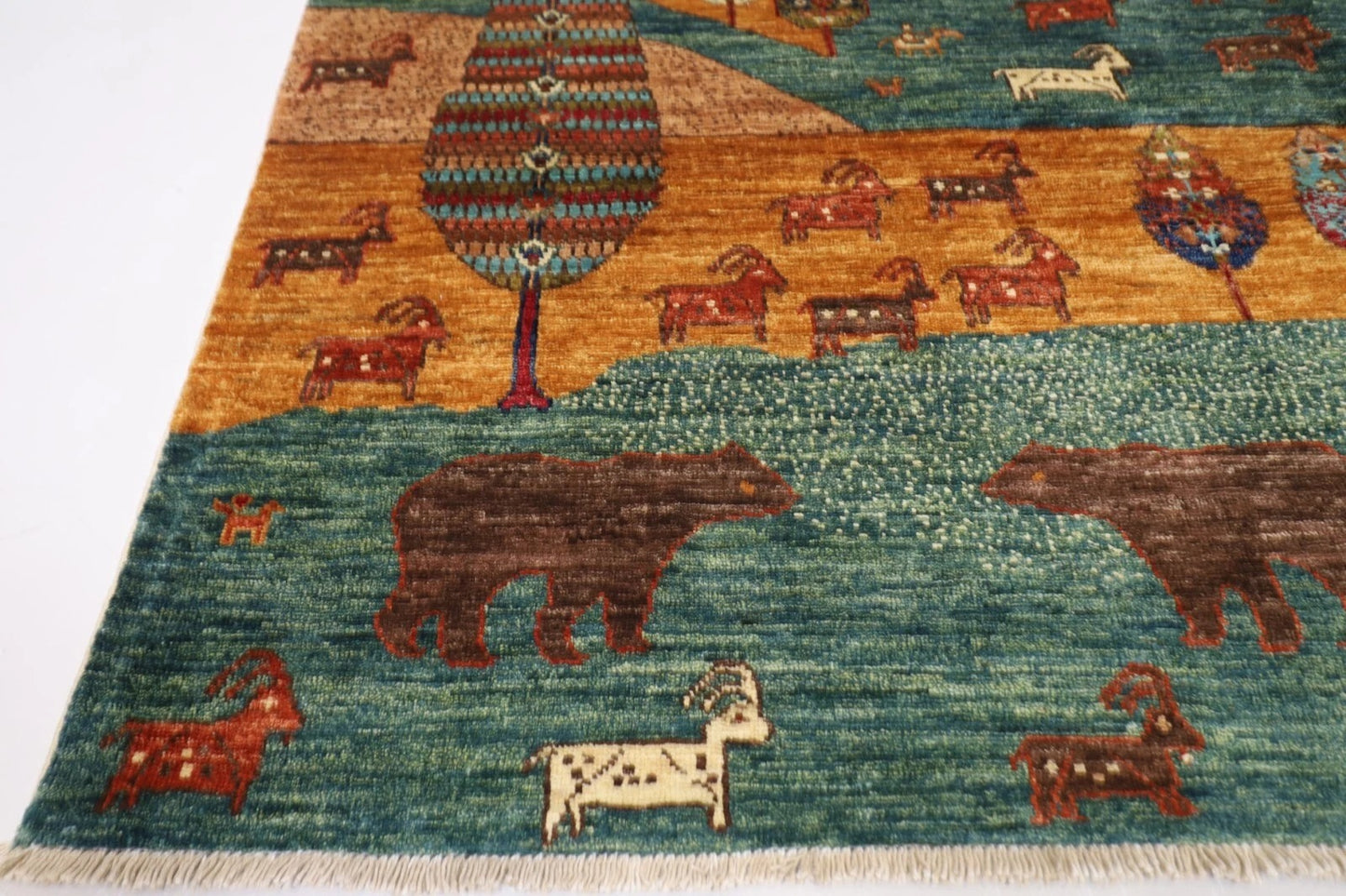 196 x 195 cm | Animal Afghan Tribal Hand Knotted Wool Carpet