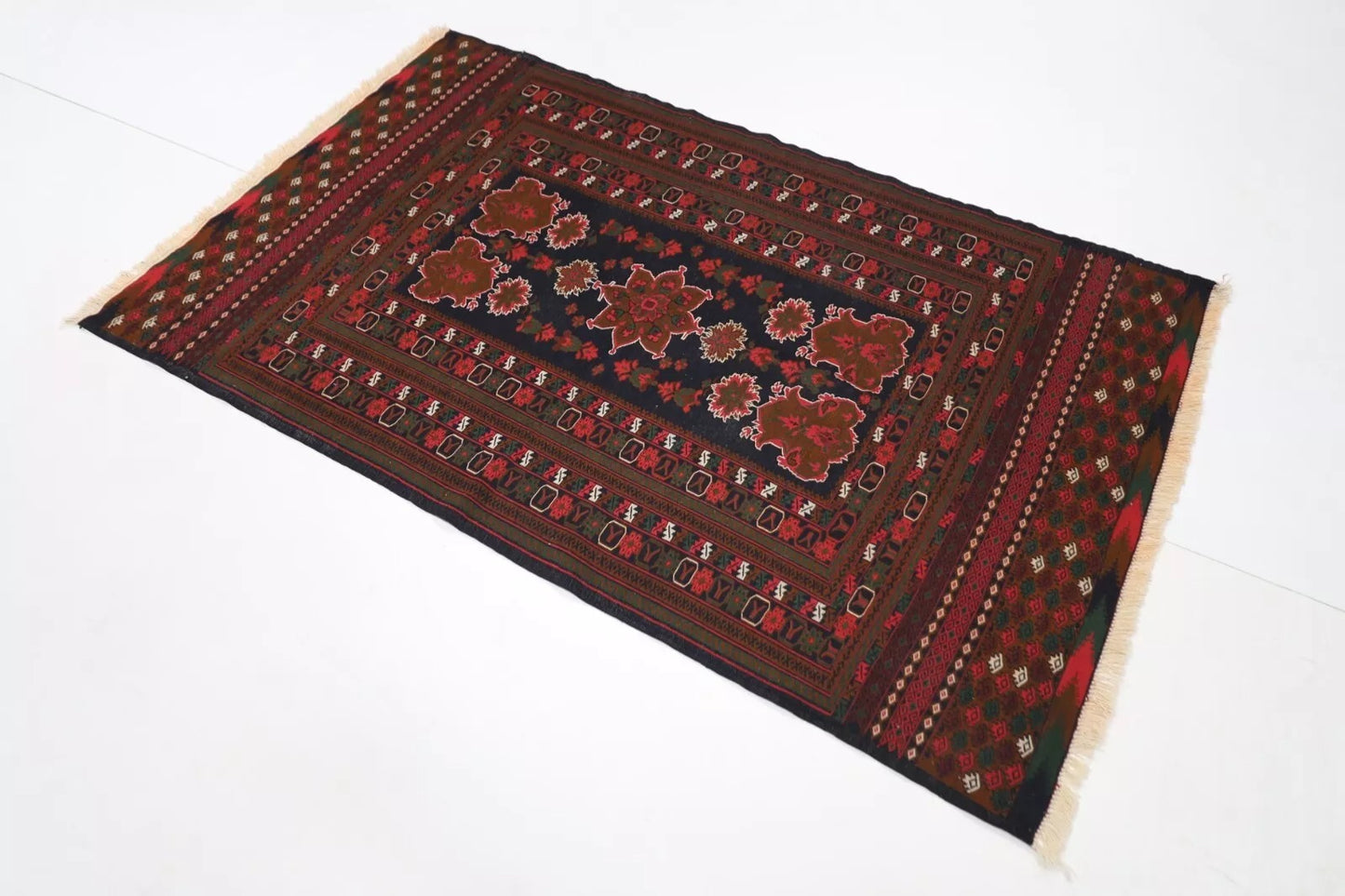 118 x 190 cm | Flat Weave Afghan Tribal Hand Knotted Veg Dye Wool carpet