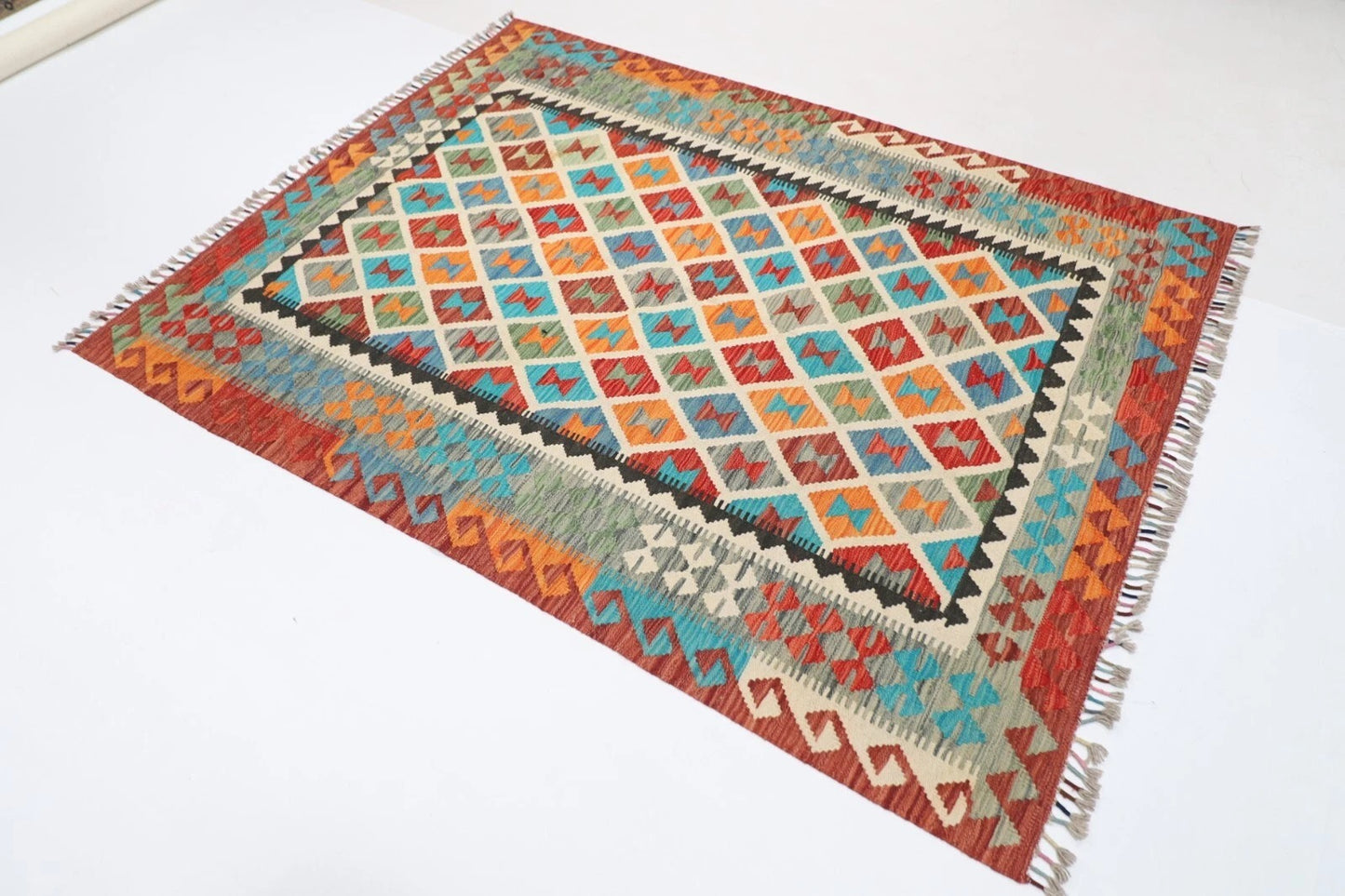 155 x 202 cm | Kilim Afghan Tribal Hand Knotted Veg Dye Wool carpet