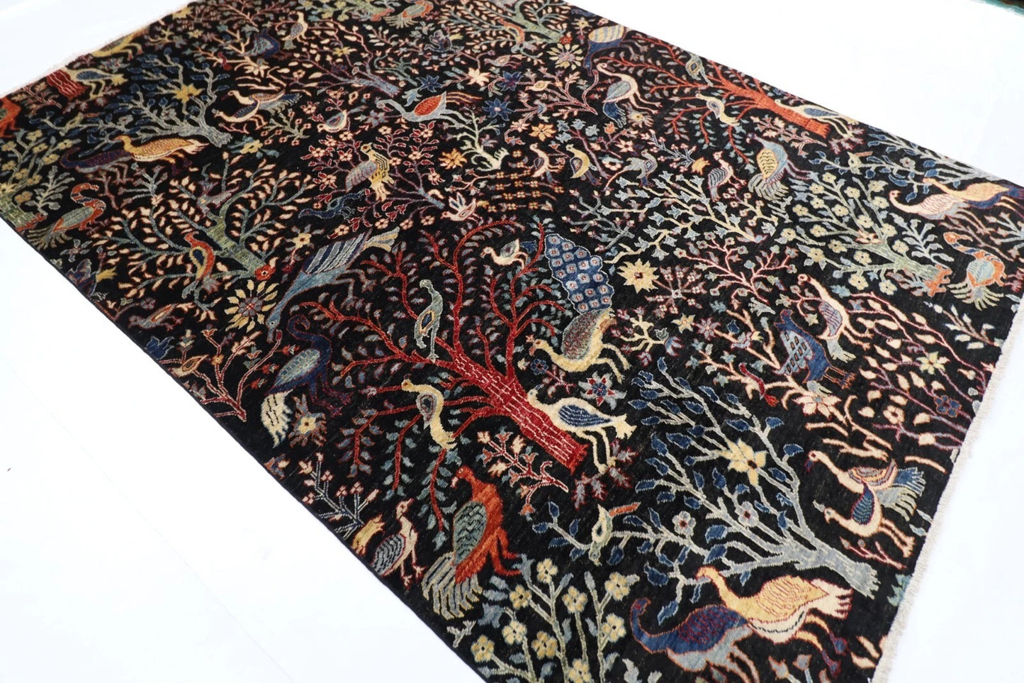 202 x 298 cm | Birds Afghan Tribal Hand Knotted Carpet