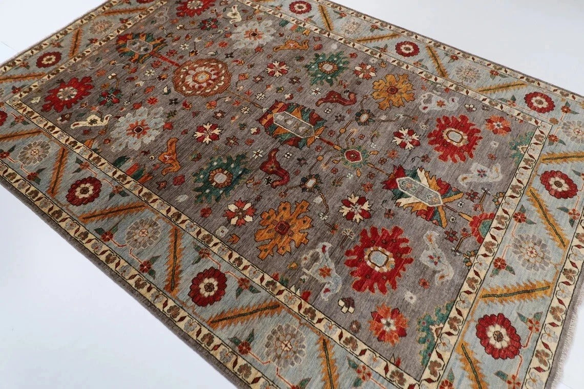 186 x 270 cm | Bidjar Gray Afghan Tribal Hand Knotted Veg Dye Wool carpet