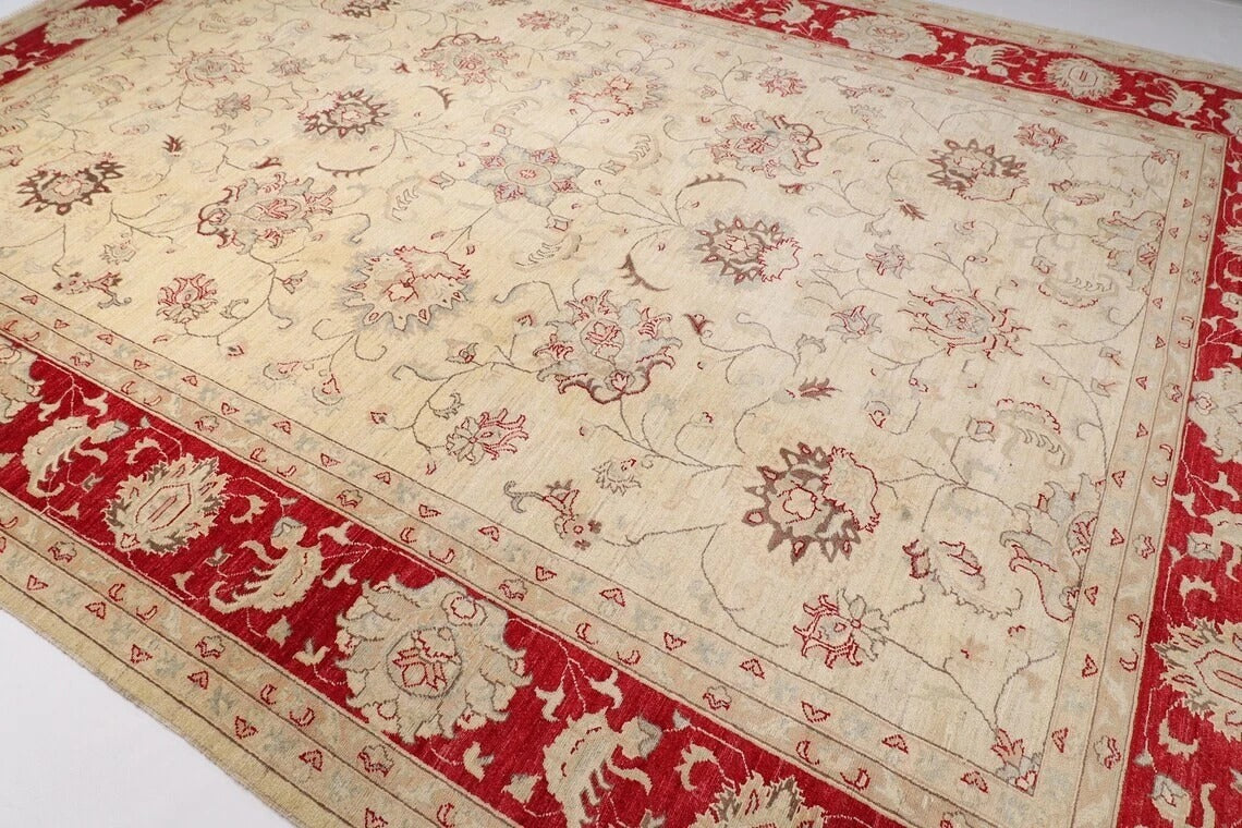 303 x 418 cm | Chobi Beige Afghan Tribal Hand Knotted Carpet