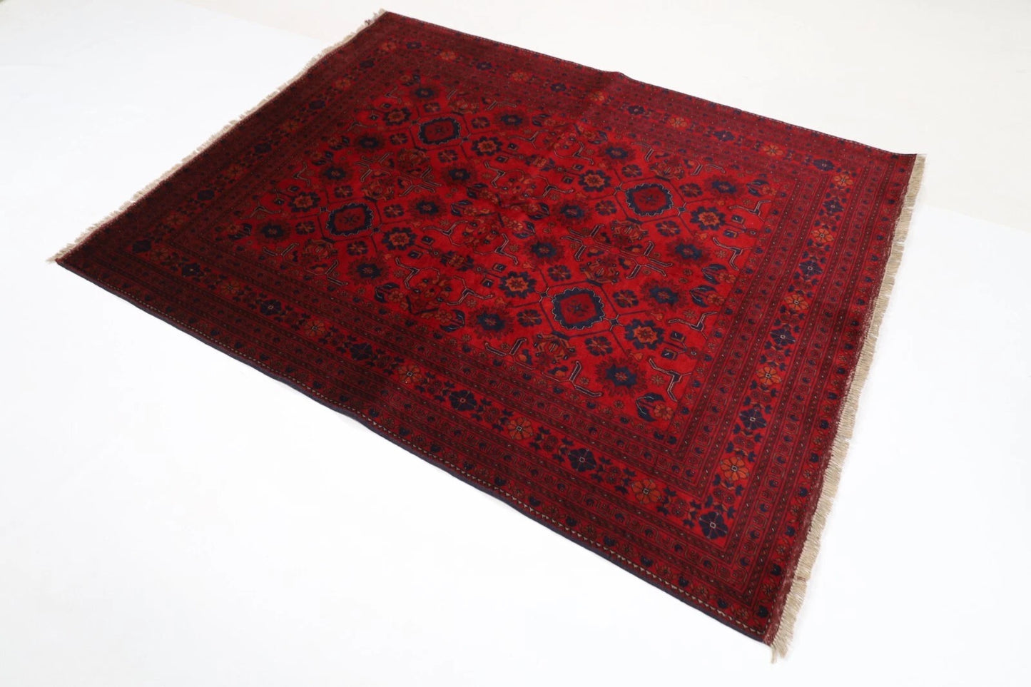 154 x 196 cm | Belgic Tribal Hand Knotted Veg Dye Wool Carpet