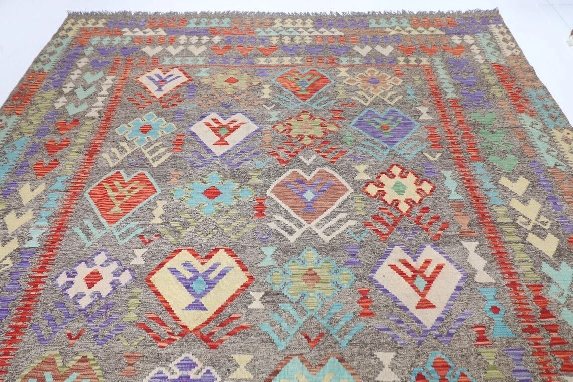 267 x 350 cm | Flat Weaved Afghan Tribal Hand Knotted Kilim