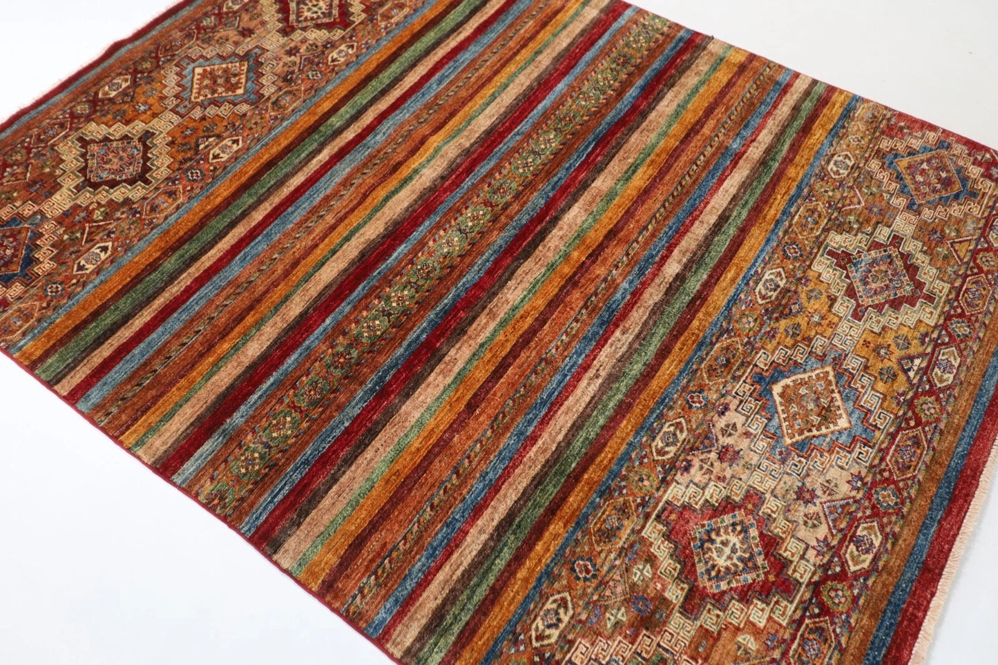 154 x 206 cm | Khorjun Afghan Tribal Hand Knotted Veg Dye Wool carpet
