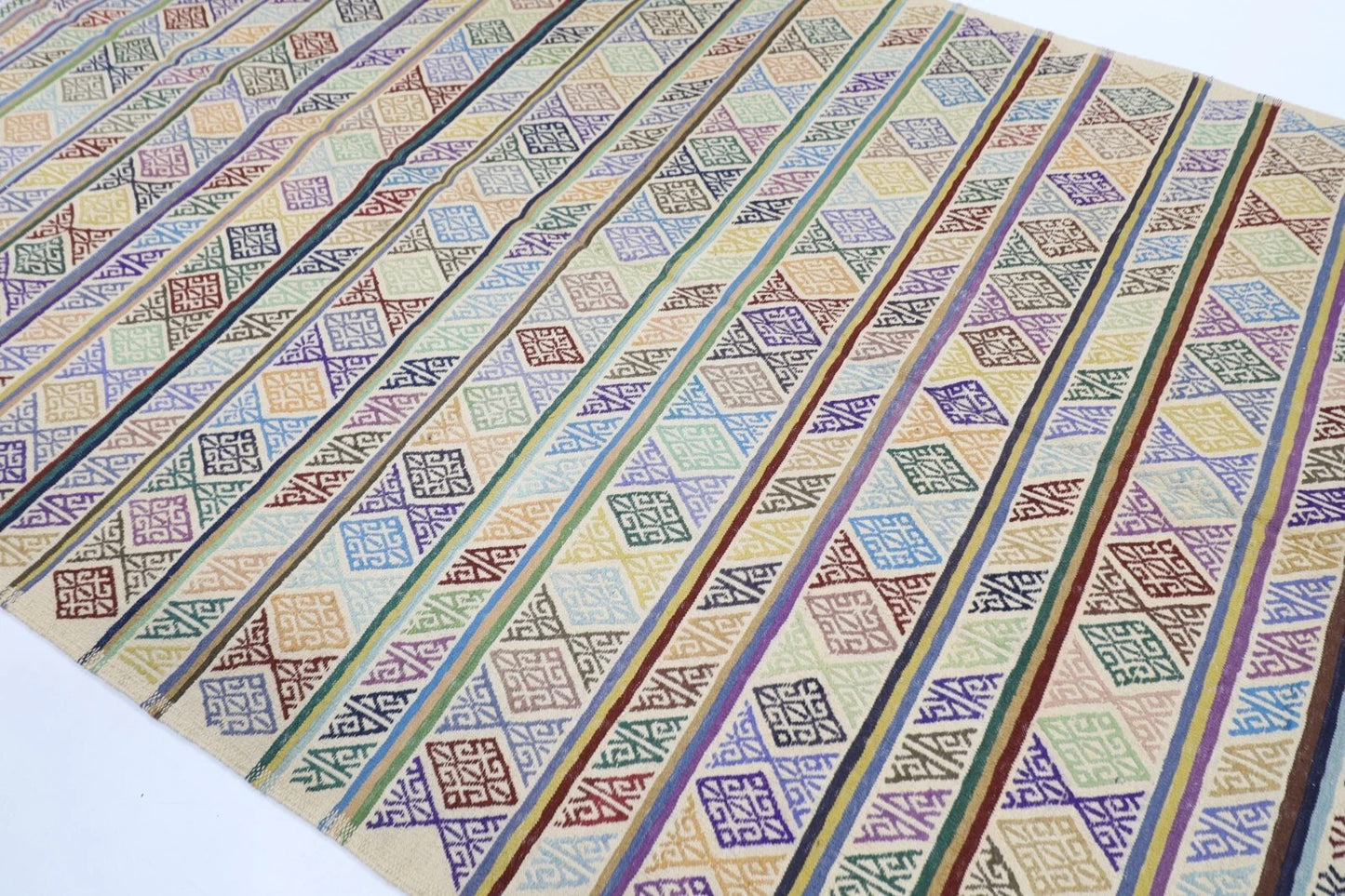 197 x 295 cm | Flat weaved Afghan Tribal Hand Knotted Carpet