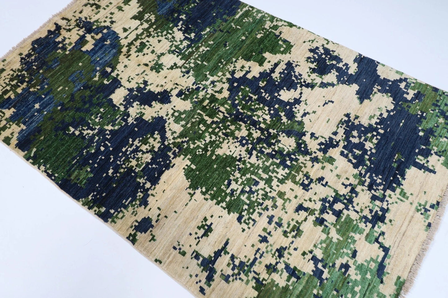 118 x 179 cm | Abstract Afghan Tribal Hand Knotted Veg Dye Wool carpet