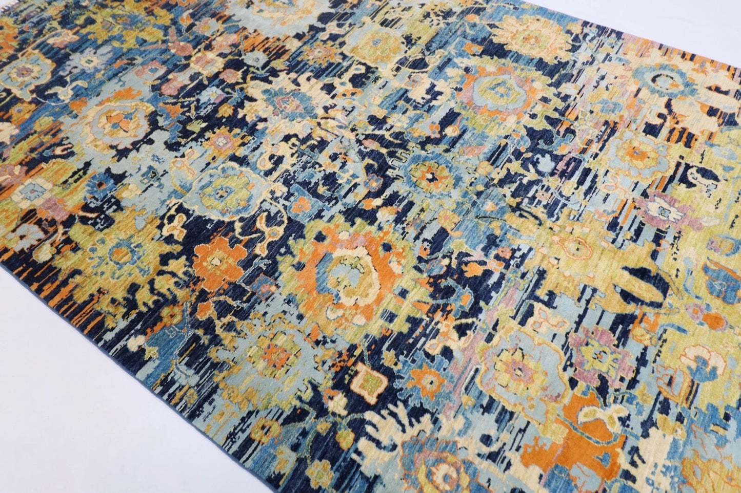 195 x 303 cm | Abstract Silk / Wool Afghan Tribal Hand Knotted Carpet