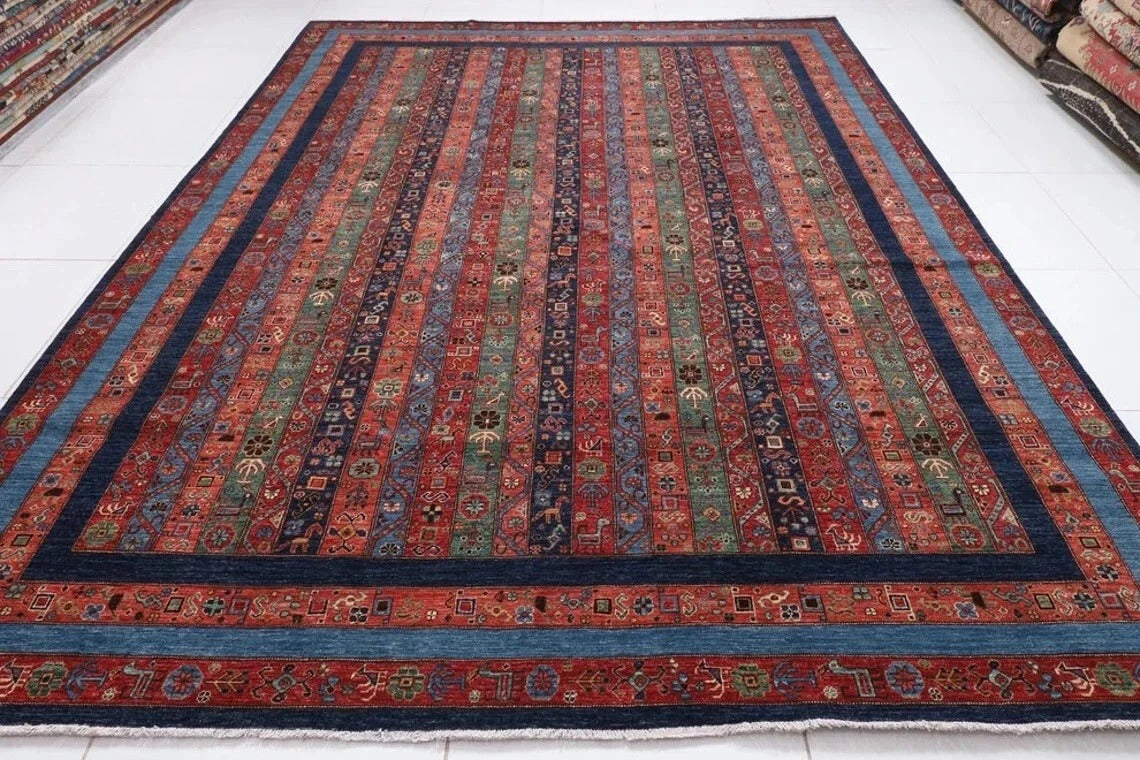 271 x 358 cm | Shawl Afghan Tribal Hand Knotted Carpet