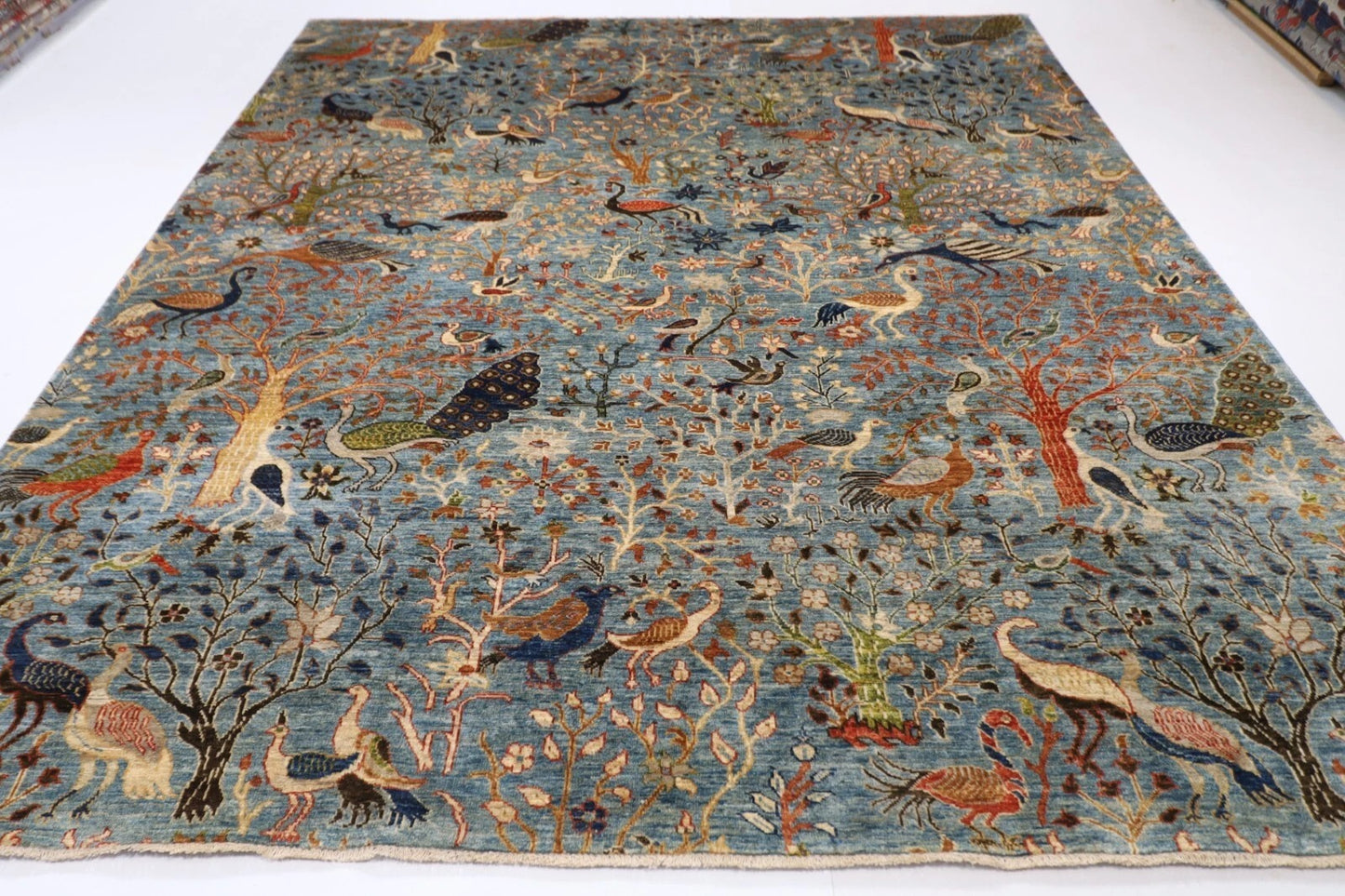 252 x 299 cm | Birds Afghan Tribal Hand Knotted Carpet