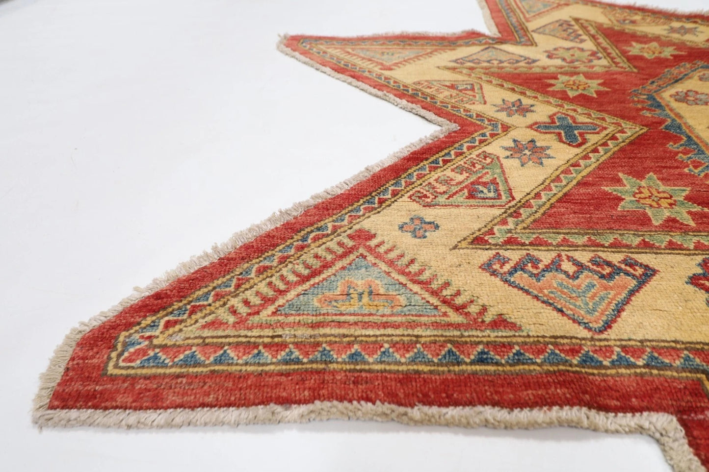 207 x 202 cm | Kazak Afghan Tribal Hand Knotted Wool Carpet