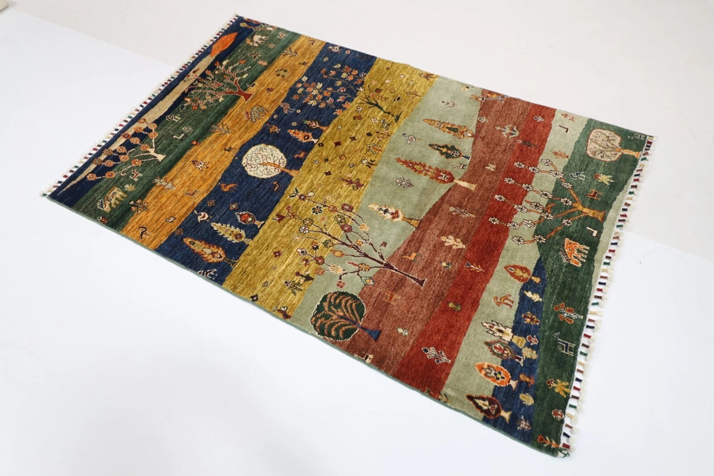 118 x 172 cm | Landscape Afghan Tribal Hand Knotted Veg Dye Wool carpet