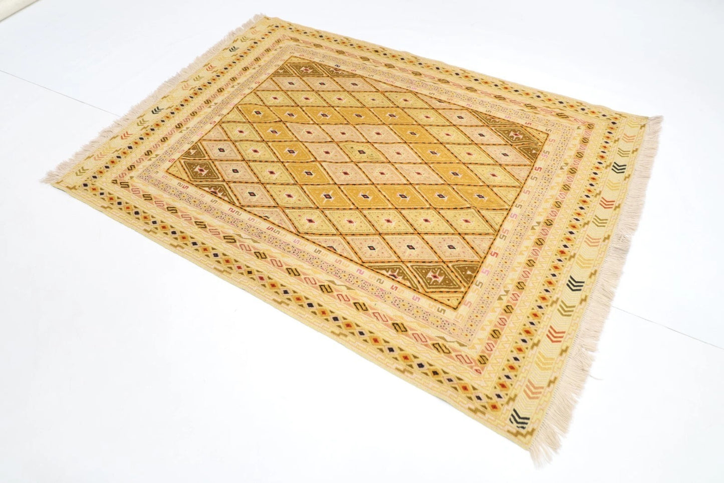 146 x 195 cm | Flat Weave Afghan Tribal Hand Knotted Veg Dye Wool Kilim