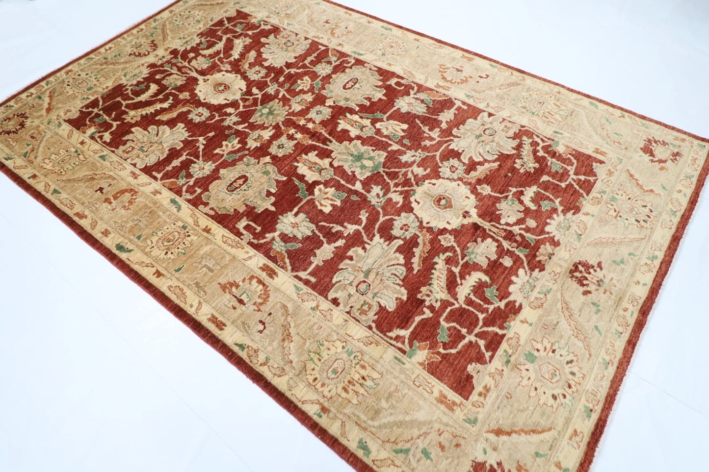 180 x 275 cm | Floral Red Afghan Tribal Hand Knotted Veg Dye Wool Carpet