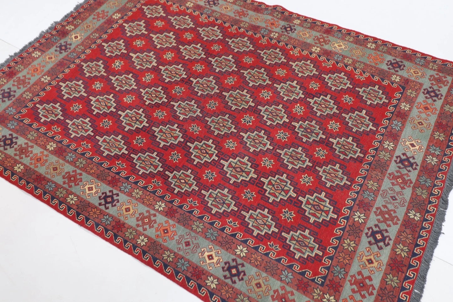 149 x 202 cm | Sumak Tribal Hand Knotted Veg Dye Wool Kilim